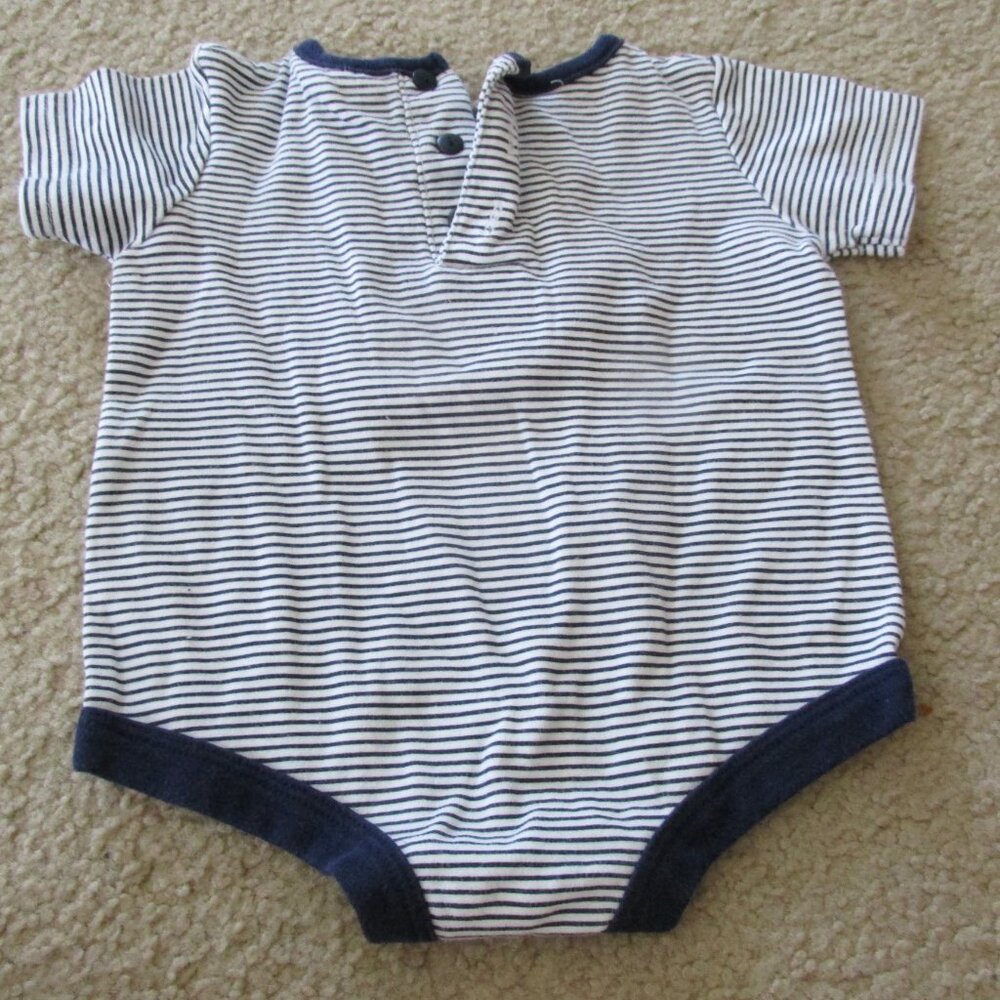Sesame Street 1 Pc Bodysuit Infant Boys 3-6M White Striped Short Sleeve Sailor - Picture 5 of 5